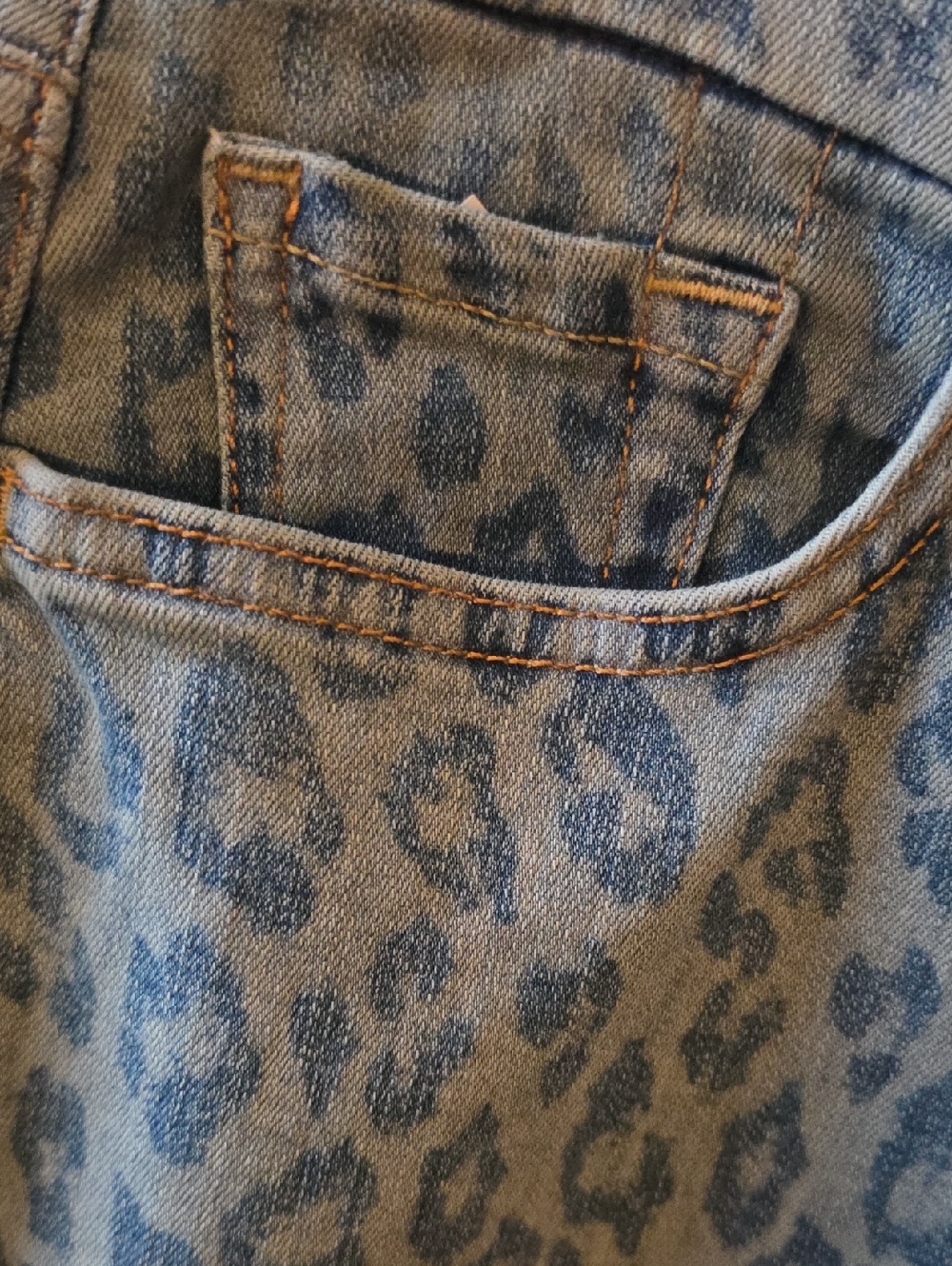 7 For All Mankind Blue Leopard Print Skinny Jeans